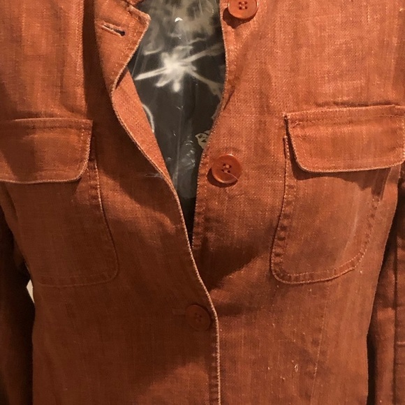 KENNETH COLE REACTION size 14 rusty orange linen mandarin color pockets - Picture 10 of 16